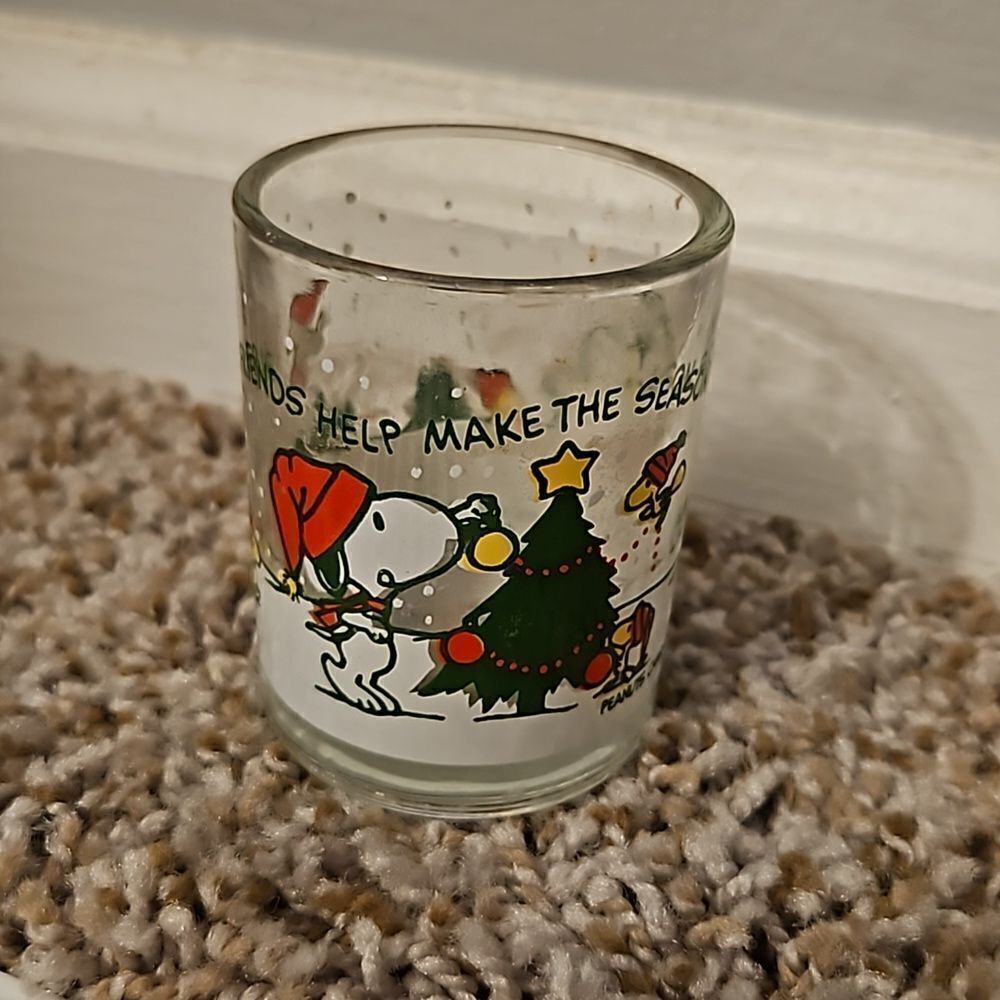 Snoopy christmas tree vintage votive candle holder